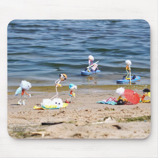 Summer on the beach with the Fubby's Mouse Mat (Front)