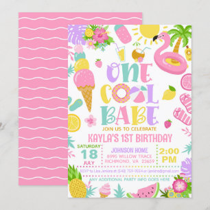 Summer One Cool Babe Birthday Party Invitation