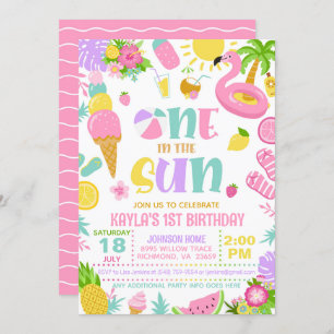 Summer One in the Sun Birthday Party Invitation