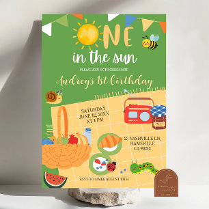 Summer One in the Sun Picnic 1st Birthday Outdoor  Invitation