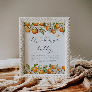 Summer Orange Baby Shower How Big Is Mummy’s Belly Poster