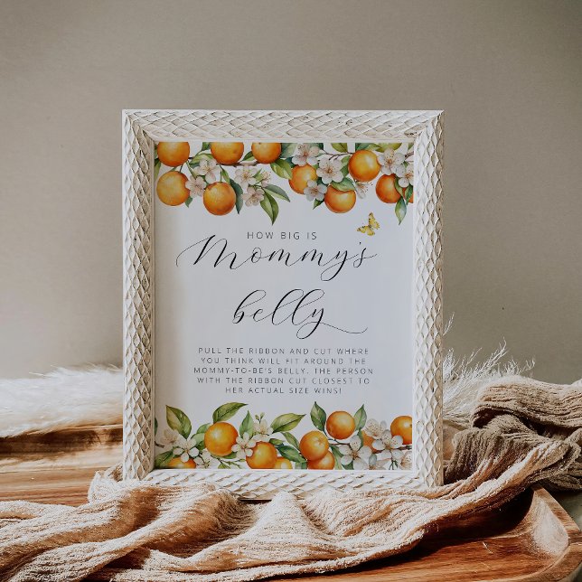 Summer Orange Baby Shower How Big Is Mummy’s Belly Poster (Creator Uploaded)