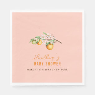 Summer Orange Citrus Clementine Baby Shower  Napkin