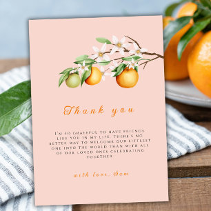 Summer Orange Citrus Clementine Baby Shower Thank You Card