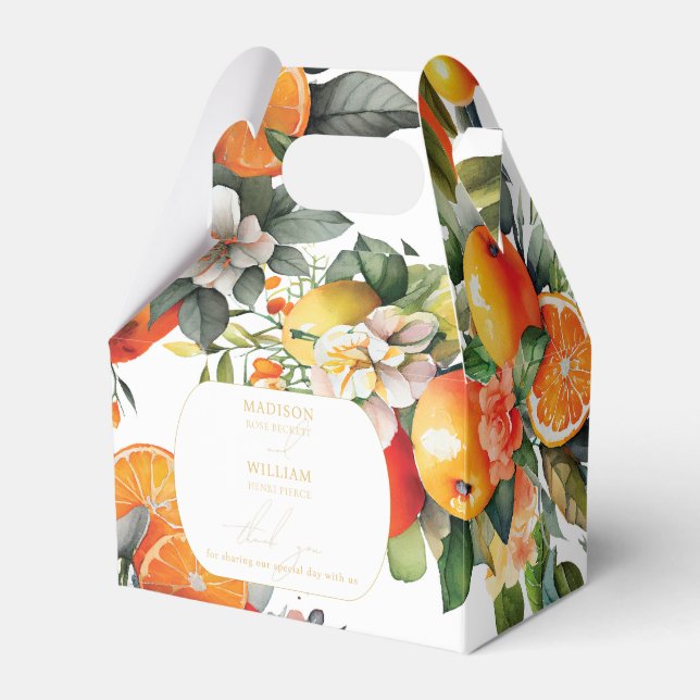 Summer Orange Fruit Wedding Personalised Thank you Favour Box (Front Side)