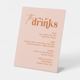 Summer Orange Peach Drink Menu Wedding Bar Pedestal Sign