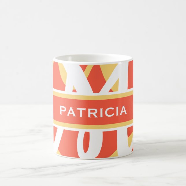 Summer Orange White Monogram Personalised  Coffee Mug (Center)