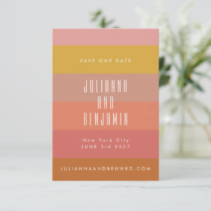 Summer Orange Yellow Stripes Modern Geometric Save The Date