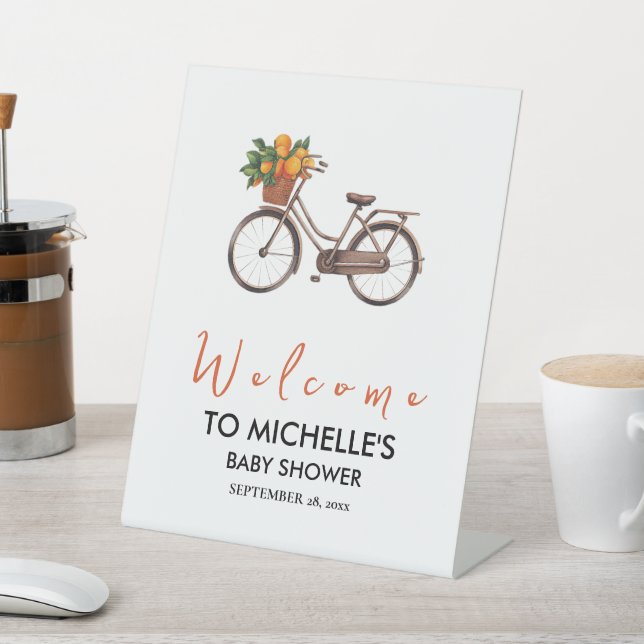 Summer Oranges Citrus Fruit Baby Shower Welcome    Pedestal Sign (In SItu)