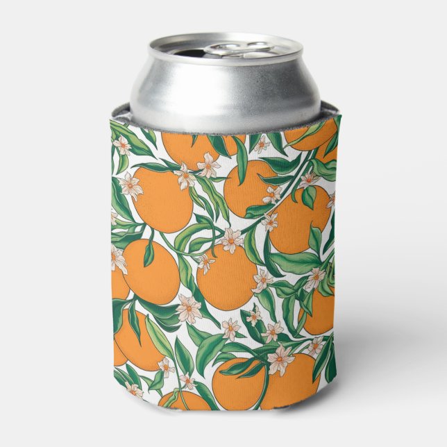Summer Oranges Citrus Fruit Floral Pattern  Can Cooler (Can Front)