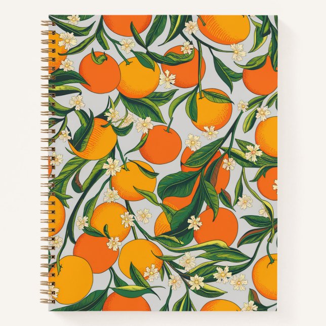 Summer Oranges Citrus Fruit Floral Pattern  Notebook (Front)