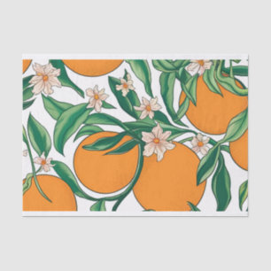 Summer Oranges Citrus Fruit Floral Pattern Tissue Paper
