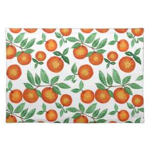 Summer Oranges Citrus Watercolor Fruit Pattern Placemat