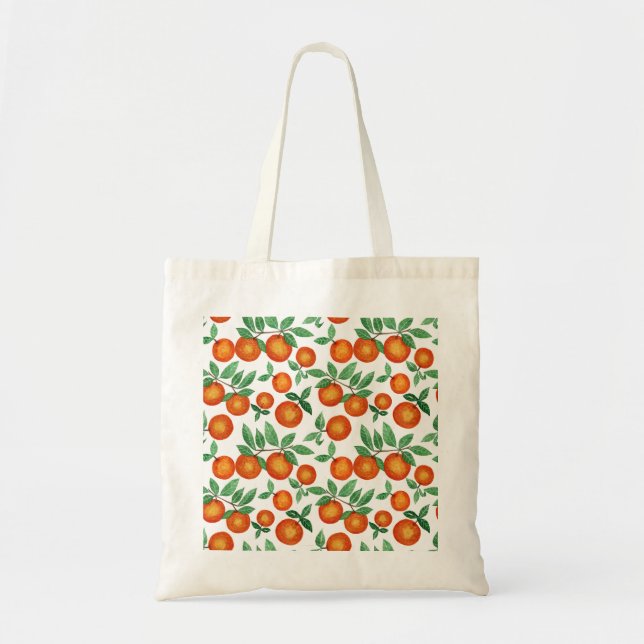 Summer Oranges Citrus Watercolor Fruit Pattern Tote Bag (Front)