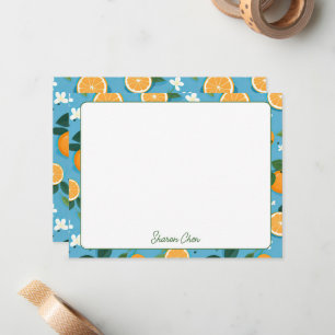 Summer Oranges Custom Name Stationery Card