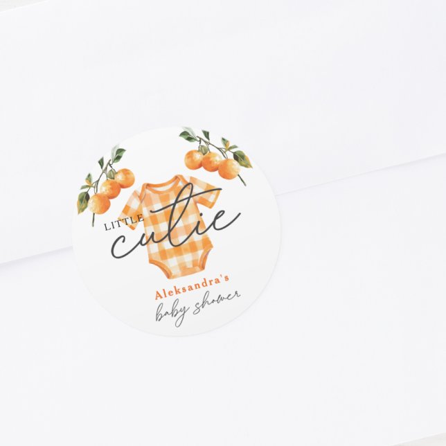 Summer Oranges Cute Bodysuit Baby Shower Classic Round Sticker (Creator Uploaded)