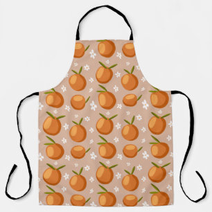 Summer Oranges Fruit little white flowers Pattern  Apron