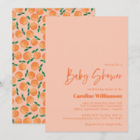 Summer Oranges Fruit Watercolor Pink Baby Shower