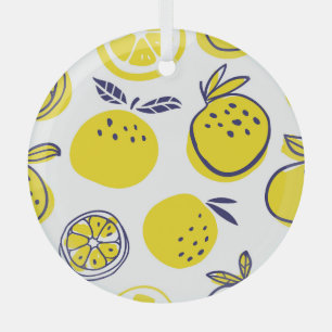 Summer Oranges: Stylish Fruit Pattern. Glass Tree Decoration
