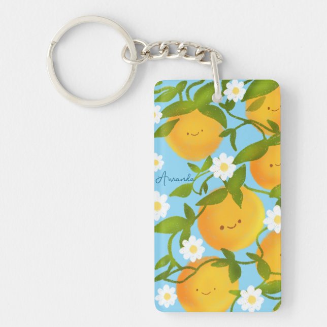 Summer Oranges Tree Garden Key Ring (Front)