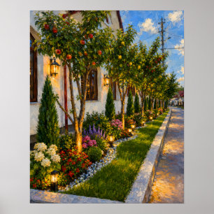 Summer Orchard Garden Path Oil Painting Poster