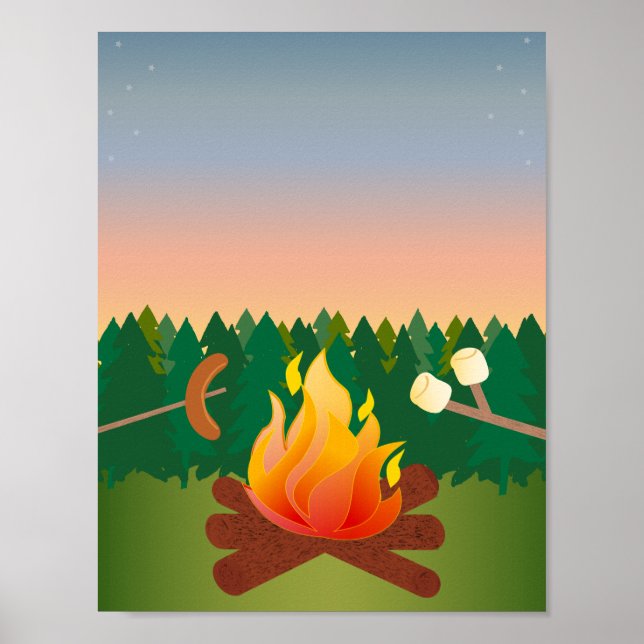Summer Outdoor Camp Fire Poster (Front)