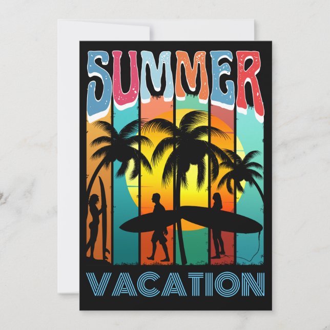 SUMMER OUTING BEACH SURFING FAMILY VACATION INVITATION (Front)