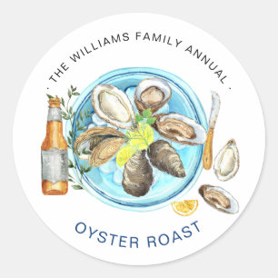 Summer Oyster Roast   Seafood Bake Cookout Classic Round Sticker