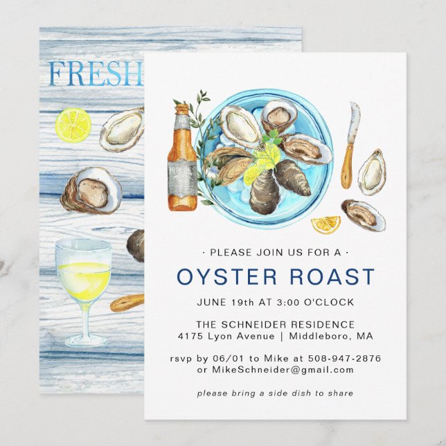 Summer Oyster Roast | Seafood Bake Cookout Invitation (Front/Back)