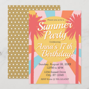 Summer Palm Birthday Invitation