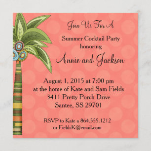 Summer Palm Tree Cocktail Party Invite Peachy