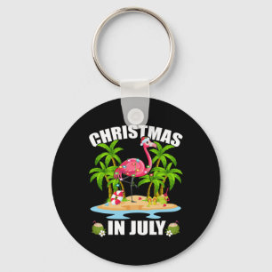 Summer Palm Tree Lighting Flamingo Christmas In Ju Key Ring