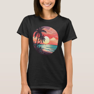 Summer Palm Tree Tropical Beach Vintage Retro Styl T-Shirt
