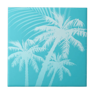 Summer palm trees Aqua Tile