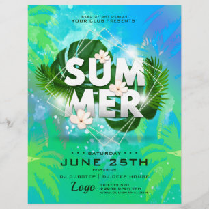 Summer Palm Trees Botanical Club Party Flyer