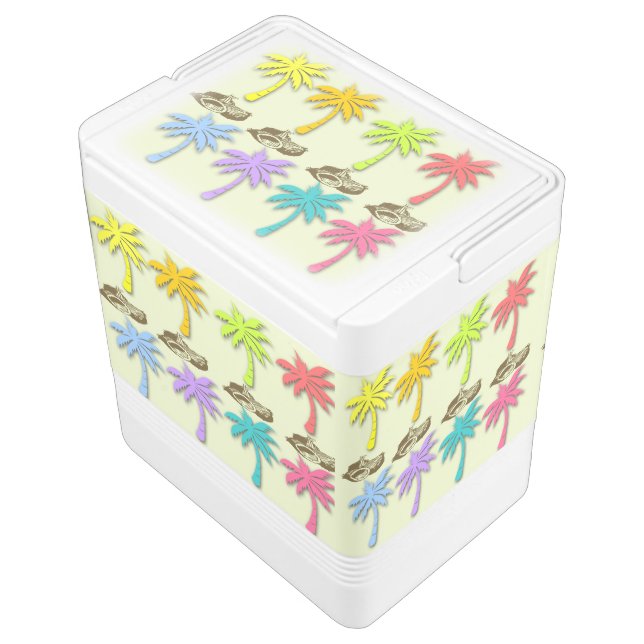 Summer Palm Trees Igloo Can Cooler (Angled)
