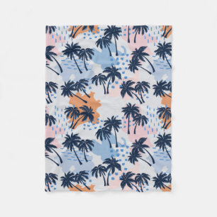 Summer palm trees seamless pattern,coconut palm tr fleece blanket