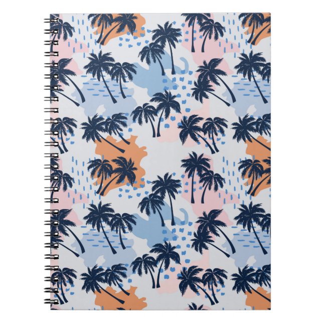 Summer palm trees seamless pattern,coconut palm tr notebook (Front)