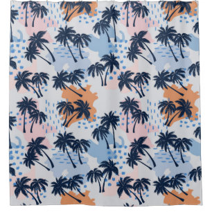 Summer palm trees seamless pattern,coconut palm tr shower curtain