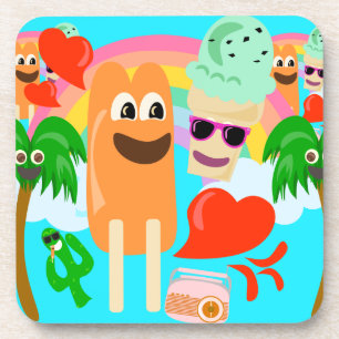 Summer Pals Cute Kawaii Cartoon Characters Coaster