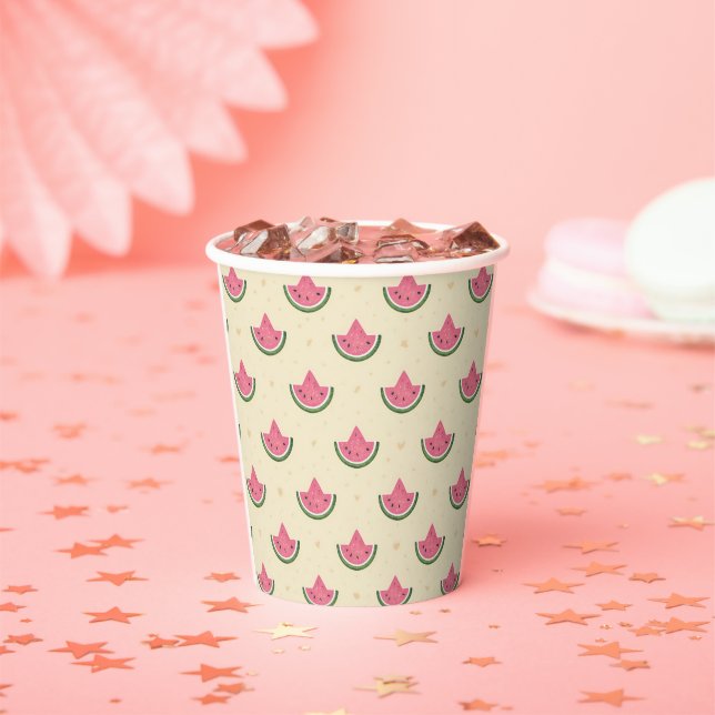 Summer Paper Cups of Pink Watermelons  - 8oz (Insitu)