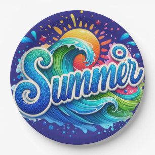 "Summer" Paper Plates. Plate