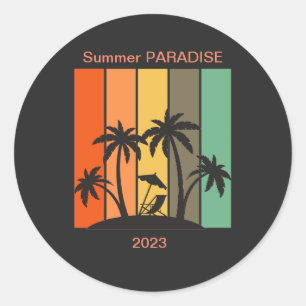 Summer PARADISE 2023 in Vintage Retro style T-Shir Classic Round Sticker