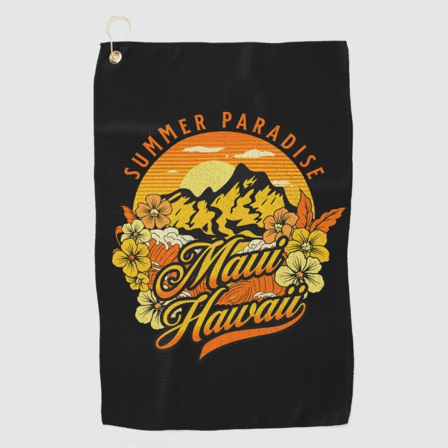 Summer Paradise, Maui Hawaii Golf Towel (Front)