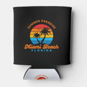 Summer Paradise Miami Beach Florida-Sunset-Palms Can Cooler