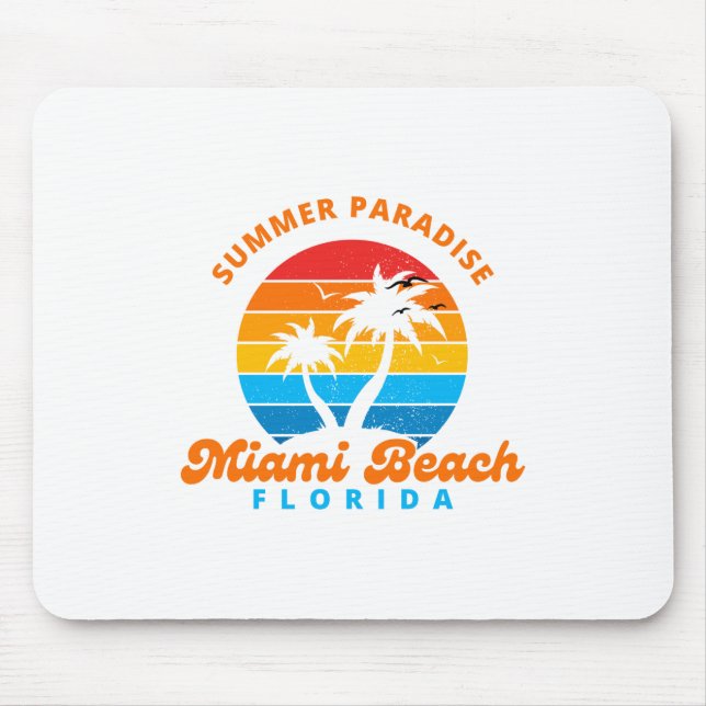 Summer Paradise Miami Beach Florida-Sunset-Palms Mouse Mat (Front)