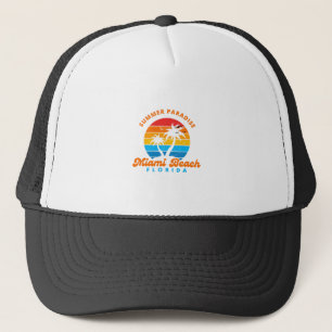 Summer Paradise Miami Beach Florida-Sunset-Palms Trucker Hat