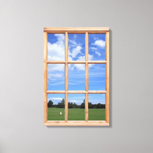 Summer Park 3D Effect Window View Picture Canvas Print (Front)