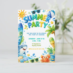 Summer Party Beach Birthday Celebration Invitation