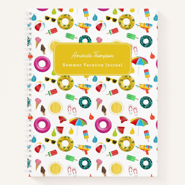 Summer Party Beach Pool Fun Kids Vacation Journal (Front)